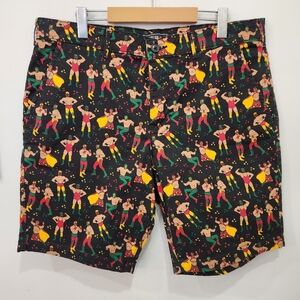 Forever 21 Shorts Mens 36 Black Mexican Wresting Lucha Libre All Over Print Rare